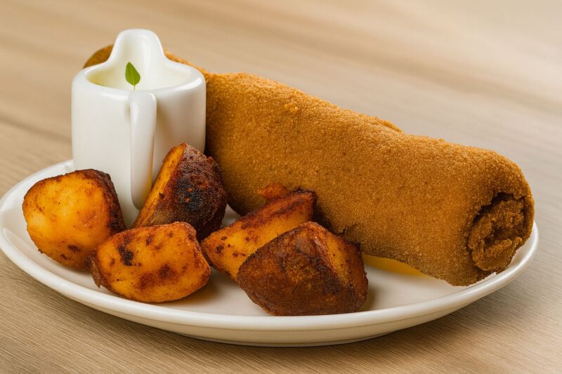 Tradicionalna Karadjordjeva snicla, sevirana sa pomfritom