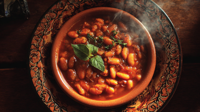 Pasulj u zemljanoj posudi